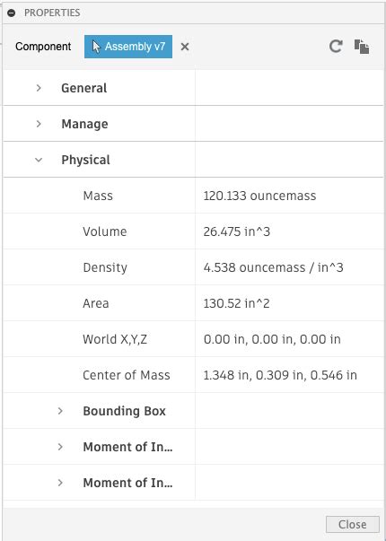 How to find the weight/mass/volume of a part in Fusion .